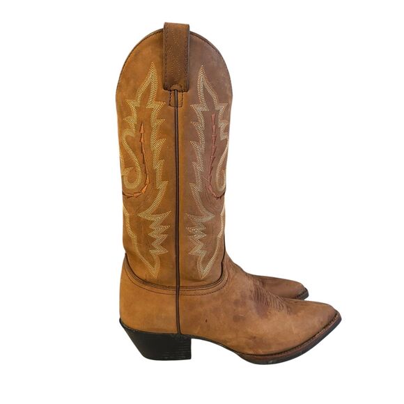 Justin Women's Cowboy Cowgirl Brown Leather Boots Size 8.5 B L4966 - Picture 2 of 8